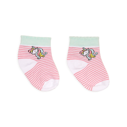 Kicks & Crawl Pink, Purple & Multicolor Socks-Unicorn Print-Cotton-Pack of 3-For Infants