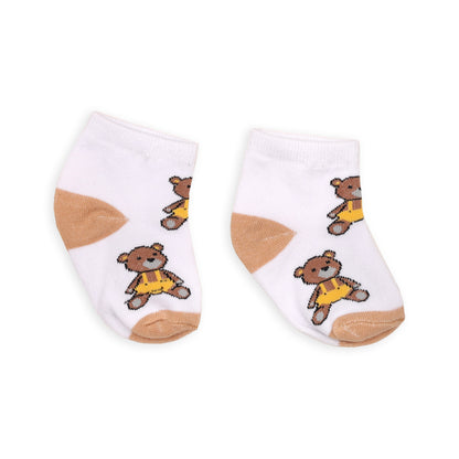 Kicks & Crawl Brown & Yellow Socks-Bear Print-Cotton-Pack of 3-For Infants