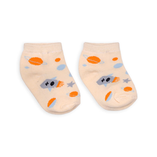 Kicks & Crawl Blue, Grey & Cream Socks-Printed-Cotton-Pack of 3-For Infants