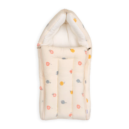 Kicks & Crawl Fun Fruity Friends Baby Carrier Nest-Softest Microfibre-With 3-Way Zip For Easy Change-Newborn Bed