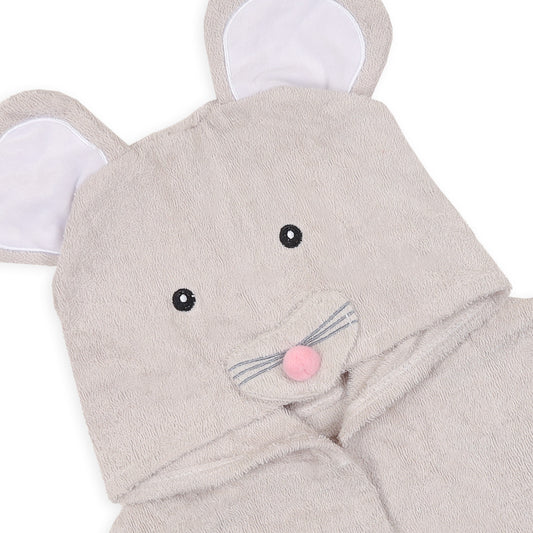 Kicks & Crawl Baby Hooded Bathrobe-100% Terry Cotton-Tiny Mouse