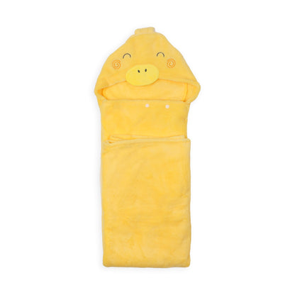 Kicks & Crawl Quack Quack Hooded Baby Blanket-Keeps Baby's Head Warm-Yellow-Blanket For Infants