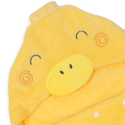 Kicks & Crawl Quack Quack Hooded Baby Blanket-Keeps Baby's Head Warm-Yellow-Blanket For Infants