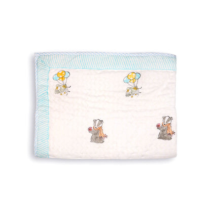 Kicks & Crawl Bears & Balloons Quilted Thick Blanket-Breathable & Durable-White & Orange-Blanket For Infants