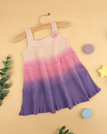 Kicks & Crawl Multicolor Dress-Tie Dye Print-Cotton-For Infants