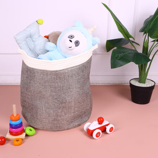 Kicks & Crawl Going Grey Storage Nest-Multipurpose Storage Bag-Closet Organizer, Nursery Bin, Bath Basket & Toy Storage-Durable-Grey & White