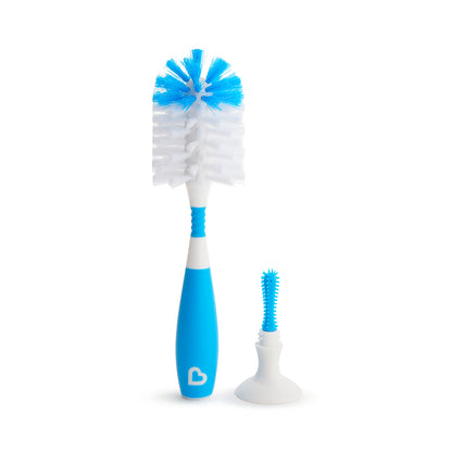 Munchkin Bristle Bottle Cleaning Brush-Suction Cup Base-With Soft Nipple Brush in Handle-Assorted Colors