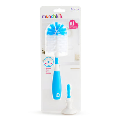 Munchkin Bristle Bottle Cleaning Brush-Suction Cup Base-With Soft Nipple Brush in Handle-Assorted Colors