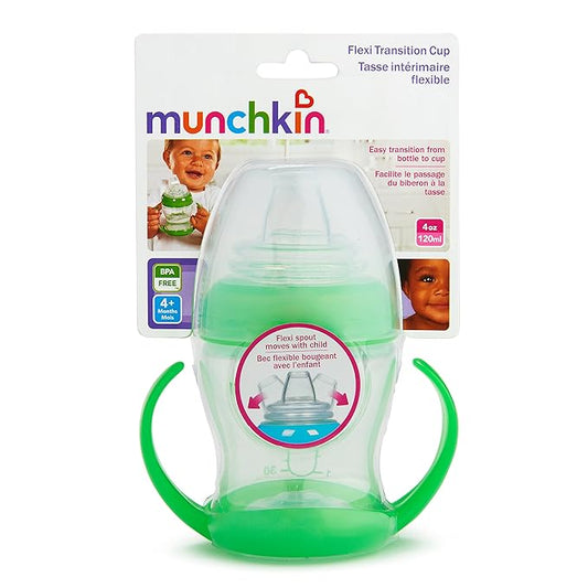 Munchkin Flexi Transition Cup-Twin Handle-Wide Mouth Opening-118 ml-Assorted Colors