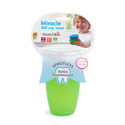 Munchkin Miracle 360 Degree Sippy Cup-Green-296 ml-Auto Flow Stop-For Infants