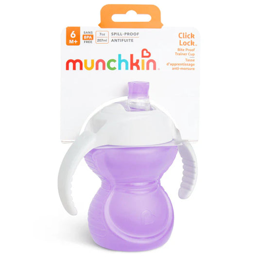 Munchkin Click Lock Bite Proof Trainer Cup-Twin Handle-Dishwasher Safe-207 ml-Assorted Colors