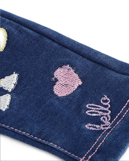 Chicco Denim Blue Jeans-Embroidered-Cotton Blend-For Infants