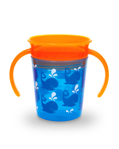 Munchkin Miracle 360 Degree Decorated Trainer Cup-Whale-Auto Flow Stop-177 ml-For Infants