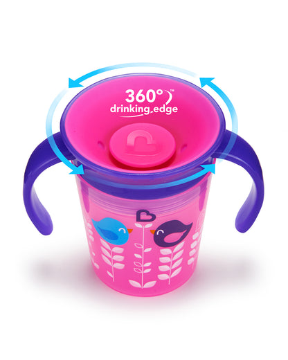 Munchkin Miracle 360 Degree Decorated Trainer Cup-Bird-Auto Flow Stop-177 ml-For Infants