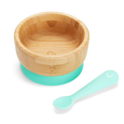 Munchkin Bambou Bowl + Spoon Set-Strong Suction Base-Non Toxic-Brown