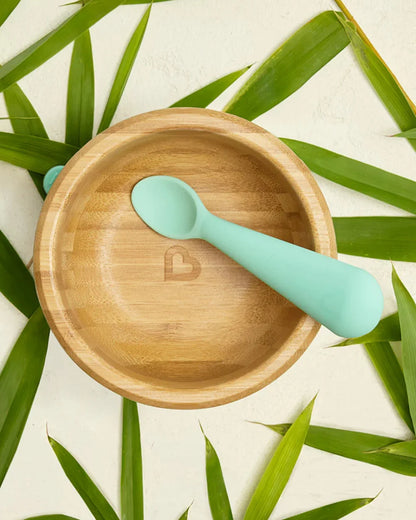 Munchkin Bambou Bowl + Spoon Set-Strong Suction Base-Non Toxic-Brown