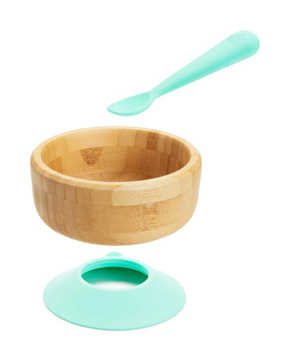 Munchkin Bambou Bowl + Spoon Set-Strong Suction Base-Non Toxic-Brown