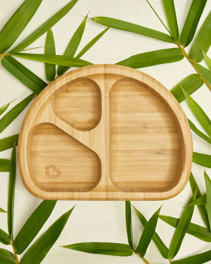 Munchkin Bambou Divided Suction Plate-Strong Suction Base-Non Toxic-For Feeding Infants