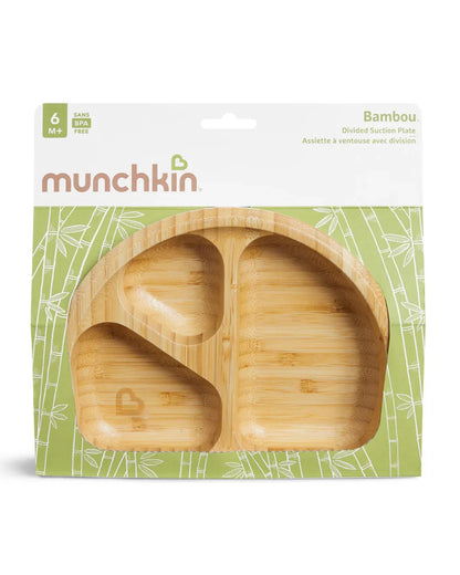Munchkin Bambou Divided Suction Plate-Strong Suction Base-Non Toxic-For Feeding Infants