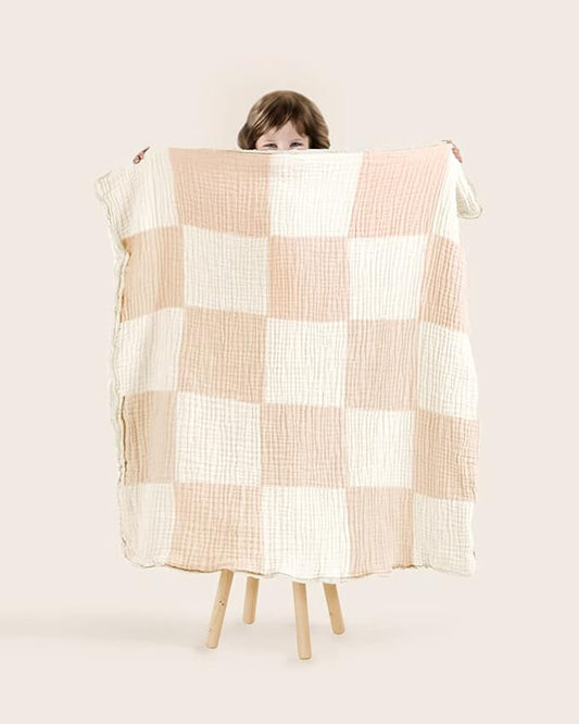 Abracadabra Organic Muslin Patchwork Blanket-Pink-Handmade With Care-For Infants