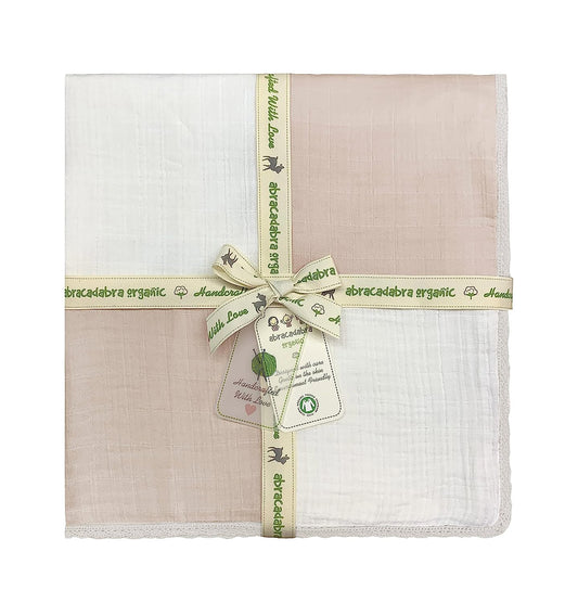 Abracadabra Organic Muslin Patchwork Blanket-Pink-Handmade With Care-For Infants