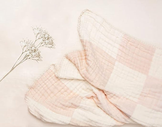 Abracadabra Organic Muslin Patchwork Blanket-Pink-Handmade With Care-For Infants