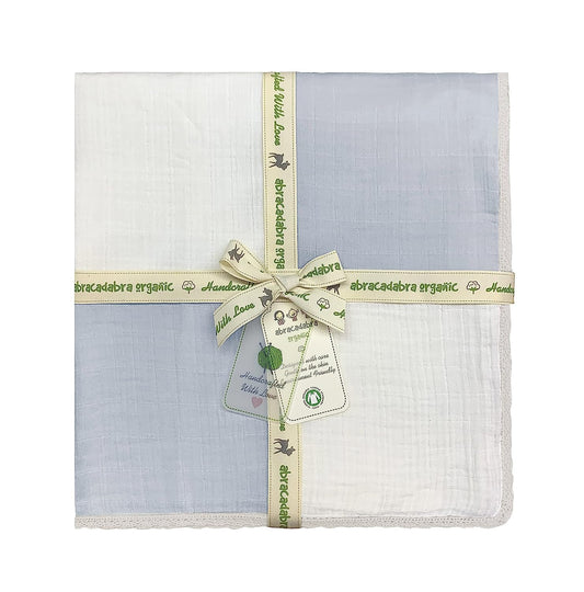 Abracadabra Organic Muslin Patchwork Blanket-Blue-Handmade With Care-For Infants