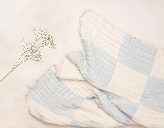 Abracadabra Organic Muslin Patchwork Blanket-Blue-Handmade With Care-For Infants