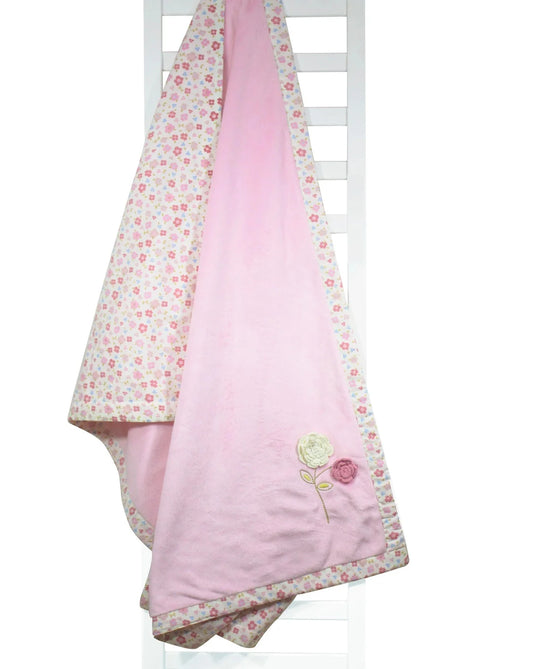 Abracadabra Plush Baby Blanket-Vintage Floral-Pink-Handmade With Care-For Infants