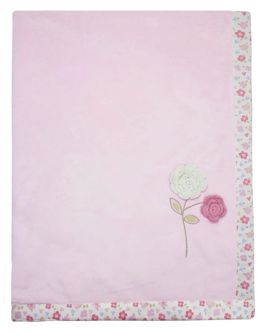 Abracadabra Plush Baby Blanket-Vintage Floral-Pink-Handmade With Care-For Infants