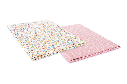 Abracadabra Flat Bedsheet-Ditsy Floral-100% Natural Premium Cotton-Pink-Pack of 2 Baby Bedsheets-For Infants