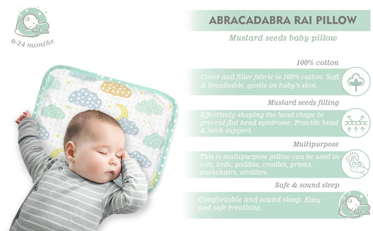 Abracadabra Rai Pillow-Lost in Clouds-Baby Mustard Pillow-Blue-For Infants