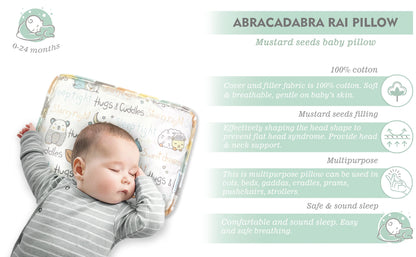 Abracadabra Rai Pillow-Sleepy Friends-Baby Mustard Pillow-Grey & White-For Infants