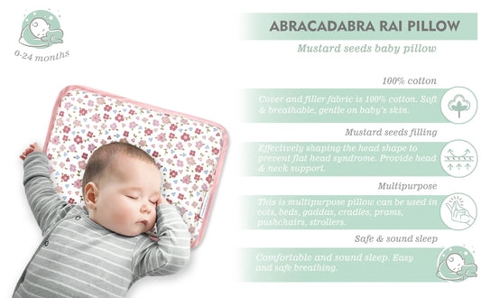 Abracadabra Rai Pillow-Vintage Floral-Baby Mustard Pillow-Pink-For Infants