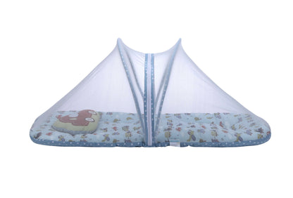 Abracadabra Baby Gadda Set-With Mosquito Net & Baby Pillow-Blue-Transport-For Infants