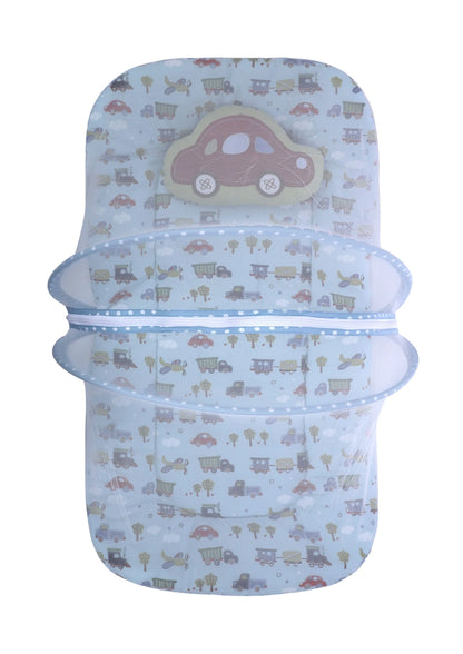 Abracadabra Baby Gadda Set-With Mosquito Net & Baby Pillow-Blue-Transport-For Infants