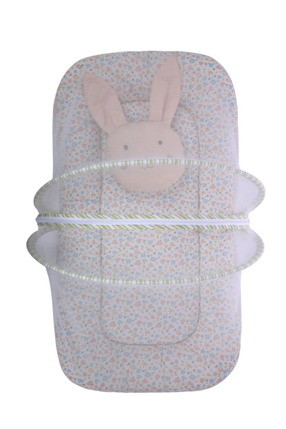 Abracadabra Baby Gadda Set-With Mosquito Net & Baby Pillow-Pink-Bunny Garden-For Infants