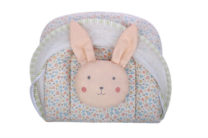 Abracadabra Baby Gadda Set-With Mosquito Net & Baby Pillow-Pink-Bunny Garden-For Infants