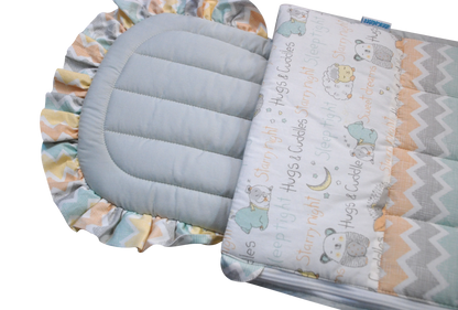 Abracadabra Quilted Baby Carrier Nest Cum Sleeping Bag-Sleepy Friends-Multicolor-For Infants