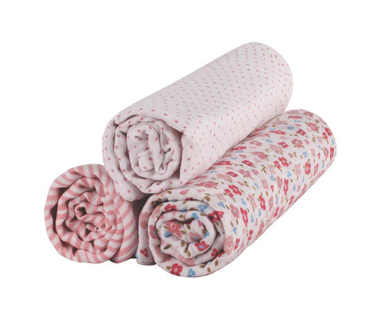 Abracadabra Vintage Floral Swaddles-Pink-Muslin Cotton-Infant Wraps-Pack of 3