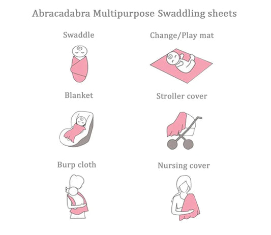 Abracadabra Sleepy Friends Swaddles-Multicolor-Muslin Cotton-Infant Wraps-Pack of 3