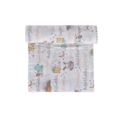 Abracadabra Sleepy Friends Swaddles-Multicolor-Muslin Cotton-Infant Wraps-Pack of 3