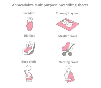 Abracadabra Eiffel Tower Swaddles-Pink-Muslin Cotton-Infant Wraps-Pack of 3