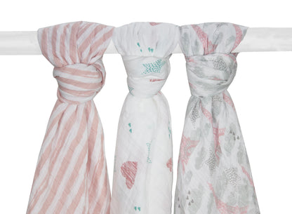 Abracadabra Eiffel Tower Swaddles-Pink-Muslin Cotton-Infant Wraps-Pack of 3