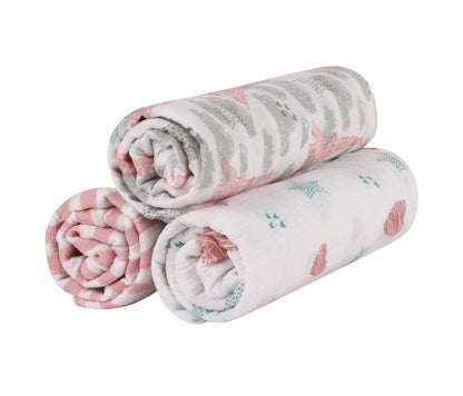 Abracadabra Eiffel Tower Swaddles-Pink-Muslin Cotton-Infant Wraps-Pack of 3