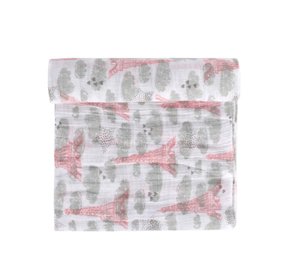 Abracadabra Eiffel Tower Swaddles-Pink-Muslin Cotton-Infant Wraps-Pack of 3