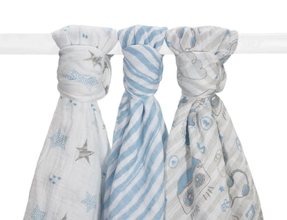 Abracadabra Rockstar Swaddles-Multicolor-Muslin Cotton-Infant Wraps-Pack of 3