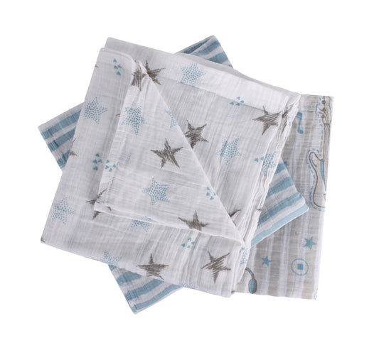 Abracadabra Rockstar Swaddles-Multicolor-Muslin Cotton-Infant Wraps-Pack of 3