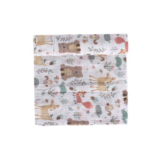 Abracadabra Bambi & Friends Swaddles-Multicolor-Muslin Cotton-Infant Wraps-Pack of 3