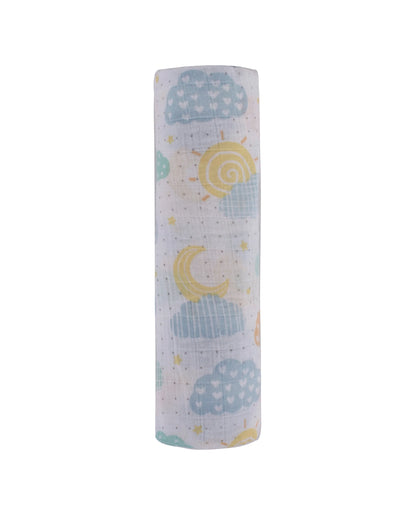 Abracadabra Lost in Clouds Swaddles-Multicolor-Muslin Cotton-Infant Wraps-Pack of 3